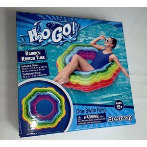 Bestway Rainbow Ribbon Tube Swimming Pool Ring Float Multi Colored 12+